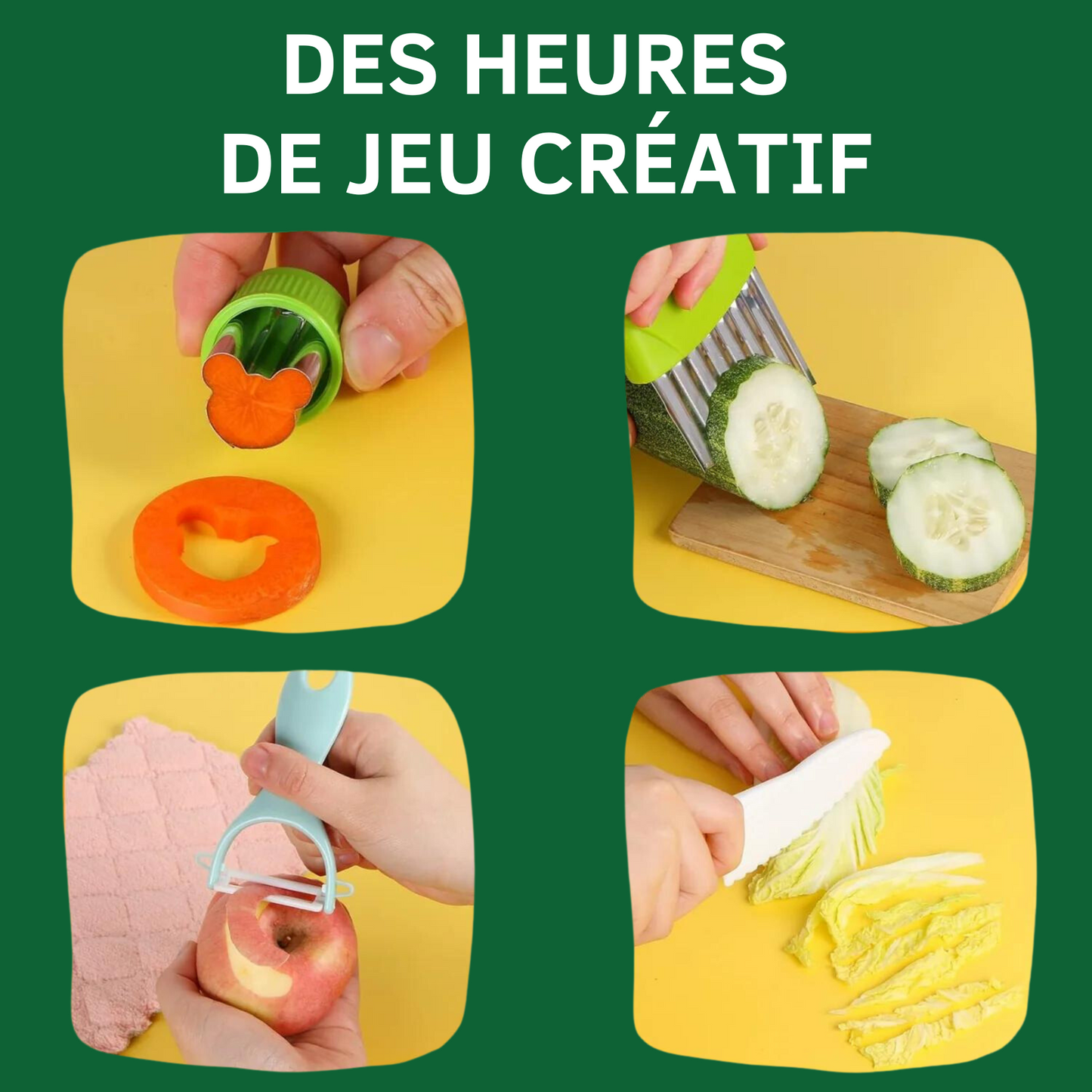 Ustensiles de Cuisine Sécurisés pour Enfants - (Lot de 8 + 4 Offerts)